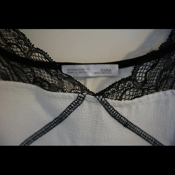 RARE Zara Womens Lace Strap Cami Tank White Black B/W Collection Small - Picture 2 of 6